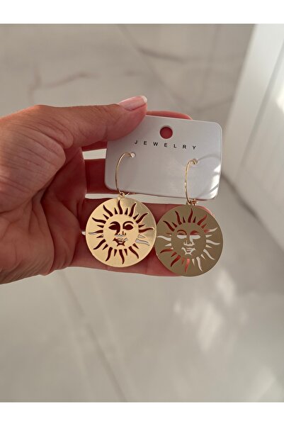 Miliva Büyük Boy Sallantılı Gold Günüş Küpe