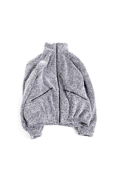 Fifty Color Jachetă de iarnă moale și caldă pentru femei, supradimensionată, din pluș, din lână fleece, cu fermoar, cu gât înalt de pluș