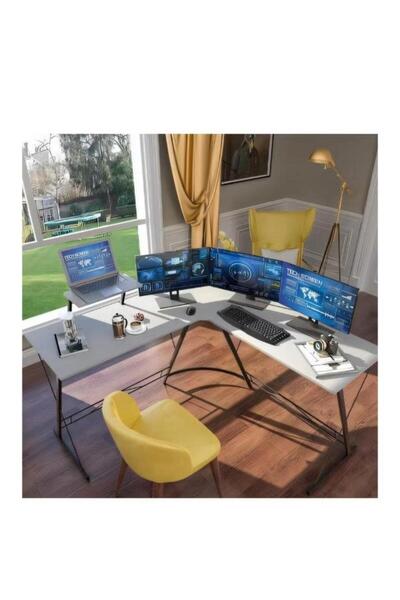 Crestj High quality and easy to install L-shaped computer gaming desk and table