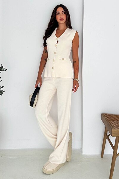 ZISHAN Elegant și confortabil: Set de vestă și pantaloni din tricot (Set de tricot fără mâneci) 66018
