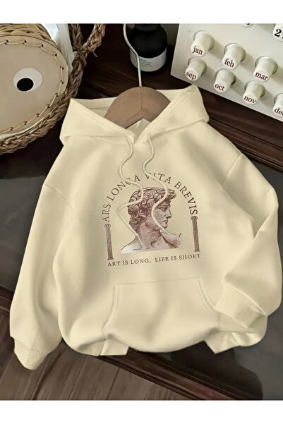 mercoledi SALOTĂ UNISEX CU GLUGĂ OVERSIZE IMPRIMATĂ ARS LONGA VITA BREVIS