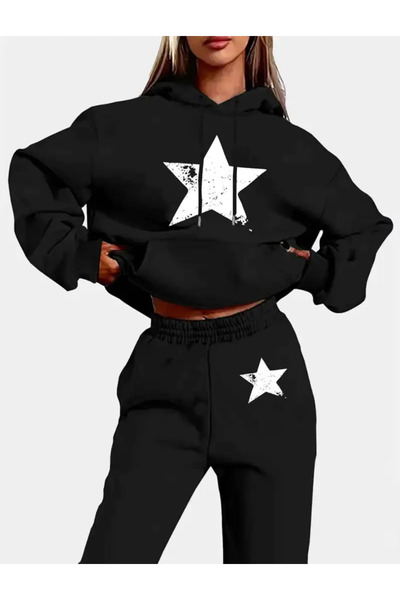 Deocept STAR PRINTED UNISEX ΓΥΝΑΙΚΕΙΑ/ΑΝΔΡΙΚΗ ΣΕΤ ΦΟΡΜΑ ΜΕ ΚΑΠΟΥΝΤΟ OVERSIZE ...