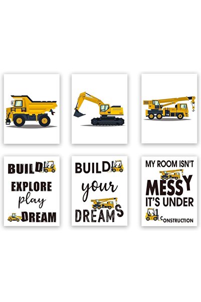 Today Idea مطبوعات قماشية بموضوع البناء - مجموعة من 6 ملصقات بدون إطار، 8×10 ...