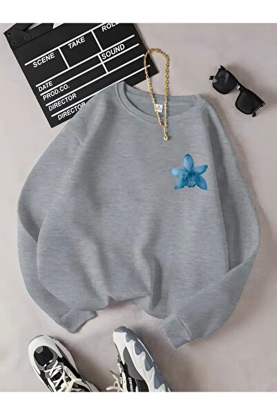 mercoledi SWEATSHIRT DE BICICLETA UNISEX DE DIMENSIUNE MARE CU IMPRIMARE DE FLORI