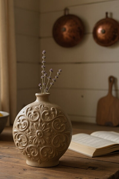 ardesta El Yapımı Dekoratif Vazo – 19 cm Büyük İtalyan Tarzı Modern Seramik G...