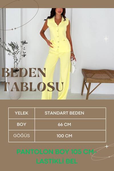 ZISHAN Şık ve Rahat: Triko Yelek & Pantolon Takım (Kolsuz Triko Set) 66018