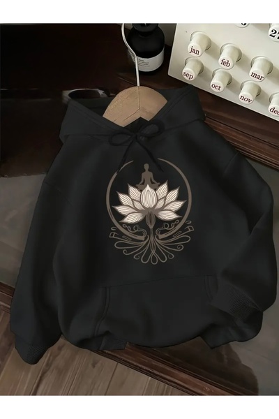 mercoledi سويت شيرت يوجا لوتس كبير الحجم للجنسين