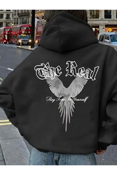 Deocept سويت شيرت مطبوع عليه REAL KANAT مقاس كبير للجنسين