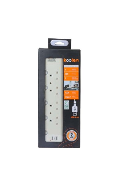 Koolen تمديد كهربائي مع 4 مقابس ومنفذين USB