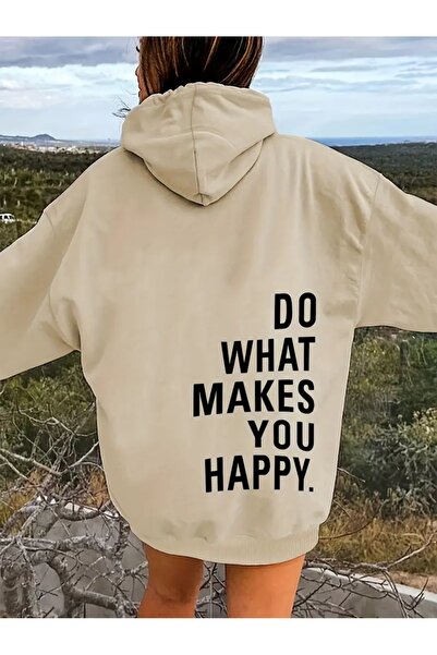 mercoledi FĂ CE TE FACE Fericit SWEATSHIRT OVERSIZE IMPRIMAT