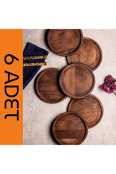 PUDRAM 21 Piece Wood & Wicker Presentation Set – 6 Platters, 6 Plates, 6 Coasters, 2 Presentation Holders, Spoon Rest