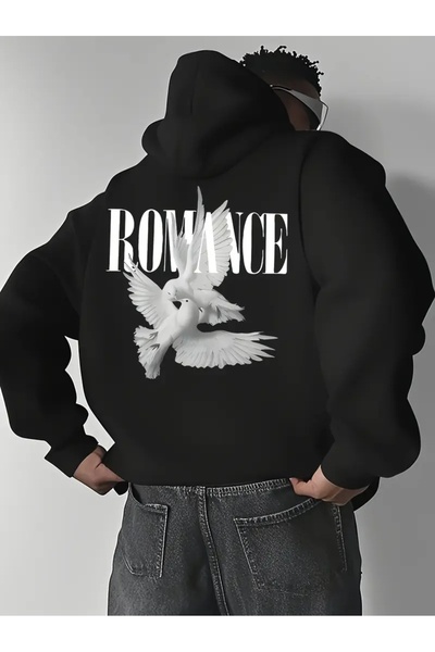 mercoledi سويت شيرت مطبوع عليه رومانسية كبيرة الحجم