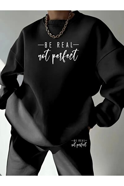 Deocept BE REAL NOT PERFECT PRINTED UNISEX OVERSIZE ΣΕΤ ΦΟΡΜΑ ΚΑΤΩ/ΕΠΕΥΘΕΙΑ