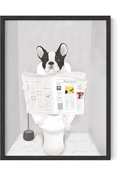 Today Idea Whimsical Black Dog Reading Newspaper Canvas Wall Art 12x16 Inch U...