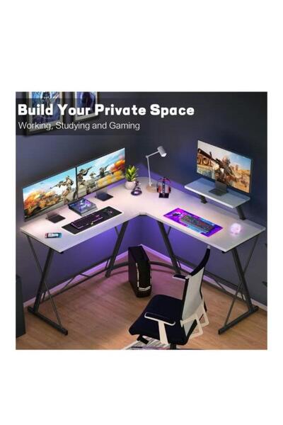 Crestj High quality and easy to install L-shaped computer gaming desk and table