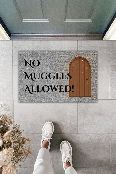Dormot Dekoratif Dijital Paspas Gri Harry Potter No Muggless Allowed Kapı Önü Paspası 70x45cm