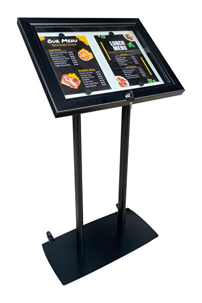 DESMARK 2xA4 Restoran Menü ve Bilgi Panosu Kilitli Su Geçirmez İç ve Dış Meka...