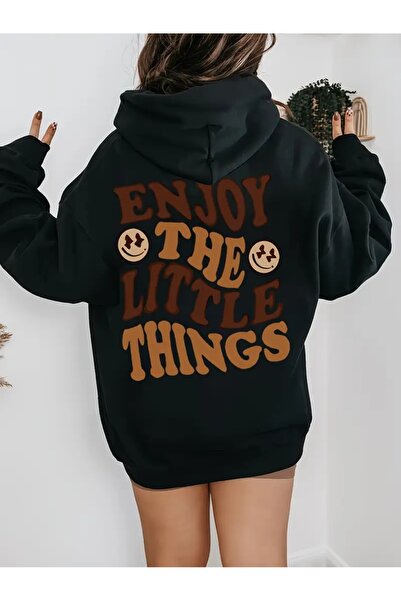 Deocept استمتع بالأشياء الصغيرة سويت شيرت مطبوع كبير الحجم