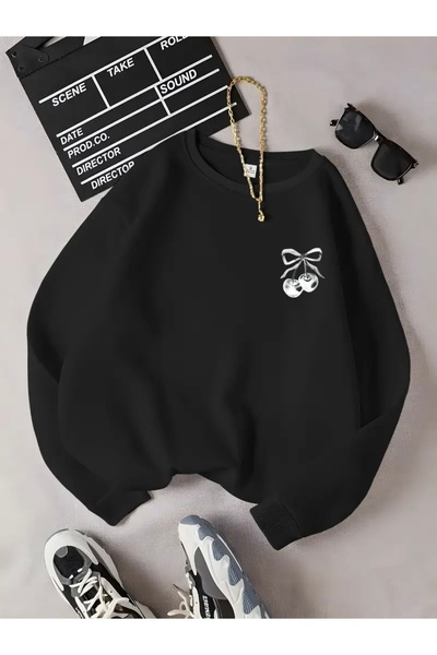 Deocept سويت شيرت برقبة دائرية للجنسين مطبوع عليه كرز كرز للنساء/الرجال