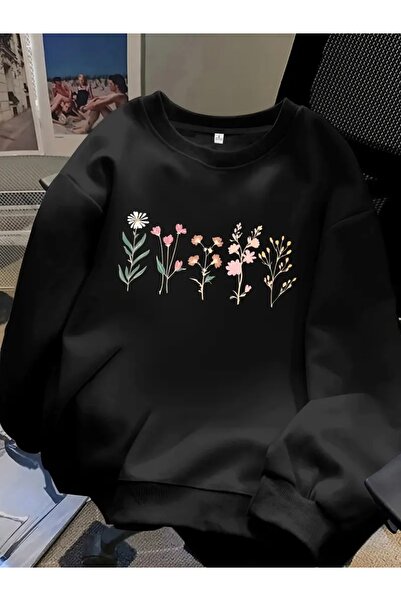 Deocept سويت شيرت برقبة دائرية للجنسين للنساء/الرجال مطبوع عليه زهور