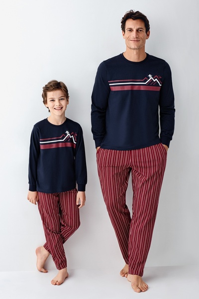Rolypoly Men's Long Sleeve Striped Pants Father Son Pajama Set