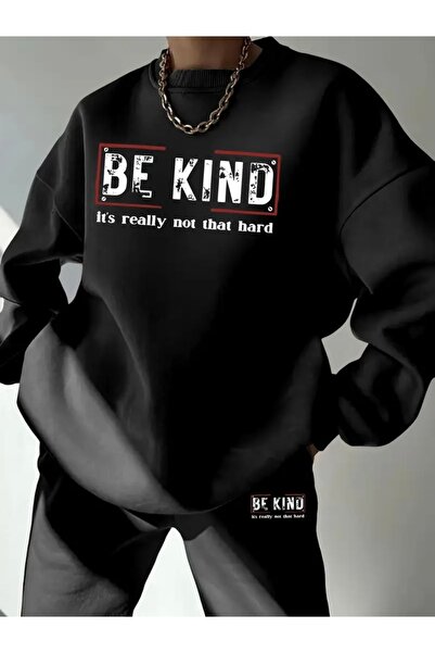 Deocept BE KIND PRINTED UNISEX OVERSIZE ΣΕΤ ΦΟΡΜΑΣ ΚΑΤΩ/ΕΠΙΣΤΡΩΤΗ ΠΟΔΗΛΑΤΟ