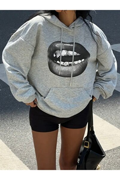 Deocept Унисекс суитшърт с качулка и надпис на гърдите