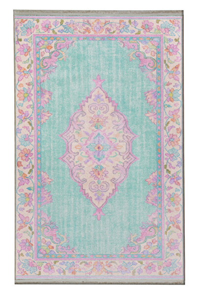 Rugs Modern Halı سجادة زخرفية من MOSSO بنمط تقليدي باللونين الأزرق والوردي، س...