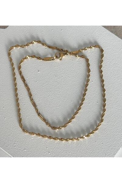 juleeco Burgu Burgu Gold Çelik Kolye(45cm)