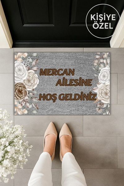 Dormot سجادة مطبوعة رقمية حديثة باللون الرمادي على الباب الأمامي مقاس 70 × 45 سم