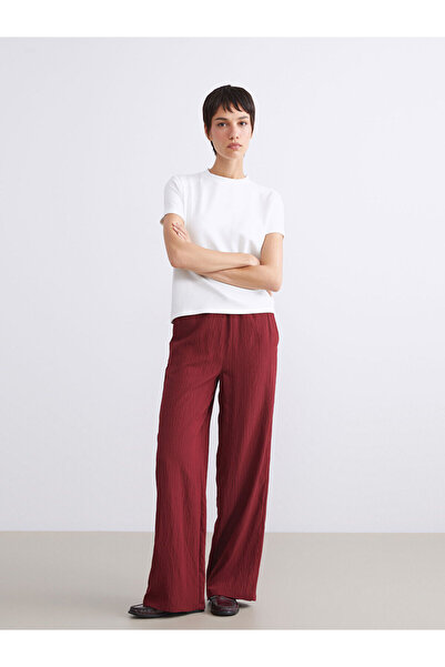 LC Waikiki New Season Women's Textured Trousers with Elastic Waist