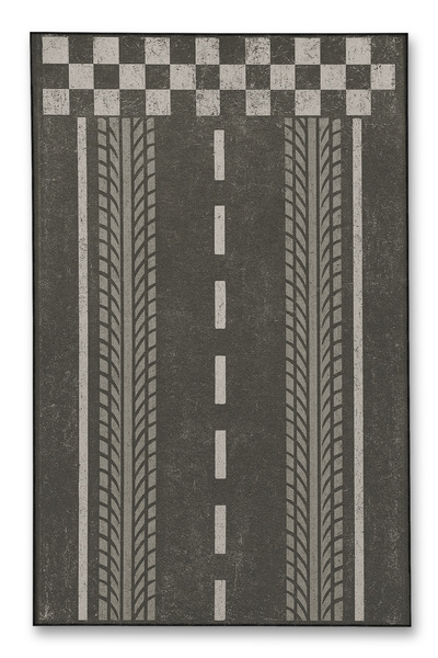 Rugs Modern Halı MOSSO Γκρι Θεματικές Αγωνιστικές Λωρίδες με Μοτίβο Υφαντής Β...