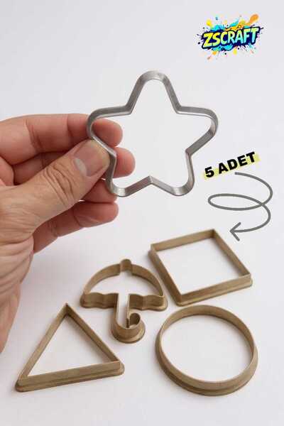 zscraft Yıldız-Şemsiye-Kare-üçgen-Yuvarlak Kurabiye Kalıbı Seti