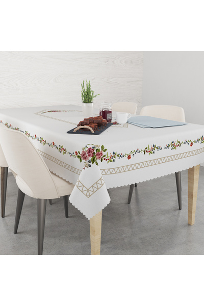 yok yok evim eve dair her şey Square Elegant Roses Patterned Linen Effect Wri...