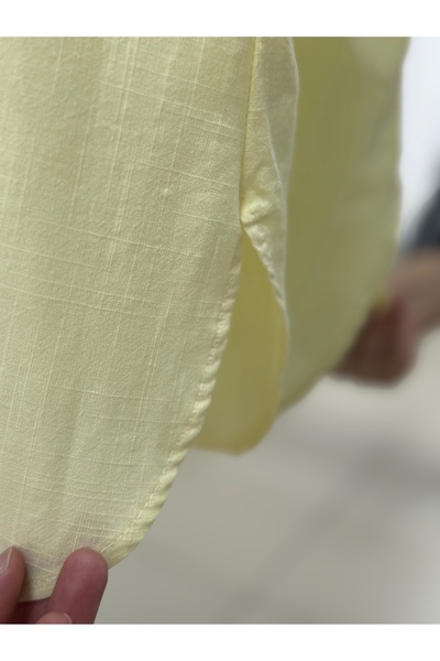 BENAHOLL Karmora Ankle Drawstring Linen Tunic with Slits on the Sides-Ek141.12 Yellow