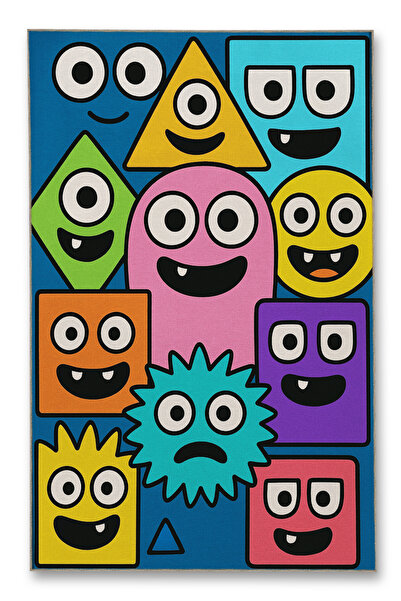 Rugs Modern Halı MOSSO Πολύχρωμες Αφηρημένες Φιγούρες Γραμμικών Χαρακτήρων Μο...