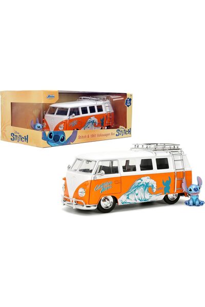 Jada Disney Lilo & Stitch 1961 Volkswagen T1 Bus Die-Cast Model with Stitch Figurine, 1:24