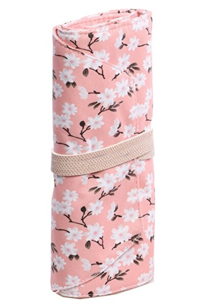 KAUKKO K2189 Çiçekli Roll Art Kalem Çantası Somon