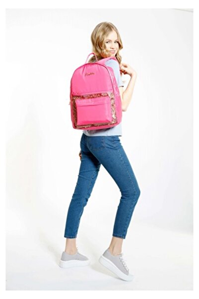 KAUKKO Sequin Pink Three-Eye School and Daily Backpack - Girls