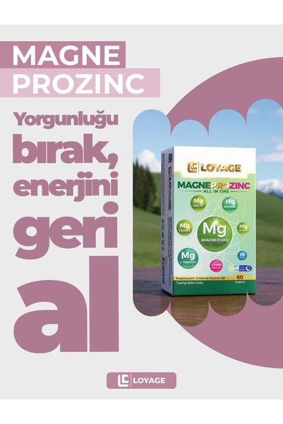 LOYAGE Magnesium Magneprozinc All in One Food Supplement with Magnesium, Zinc and Vitamin B6 60 Capsules