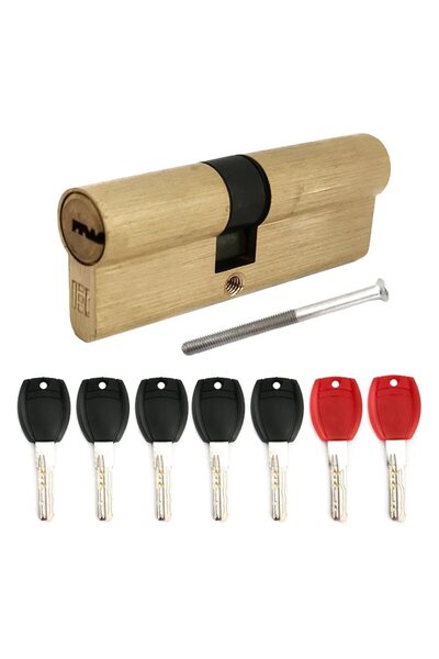 Universal Cilindru yala usa metalica, excentric, dimensiune 75mm (27x10x38), 5 chei cu + 2 chei monta