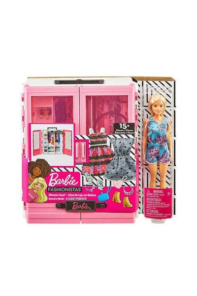 Barbie دمية خزانة فاشونيستاس المثالية المكونة من 15 قطعة مع الملحقات