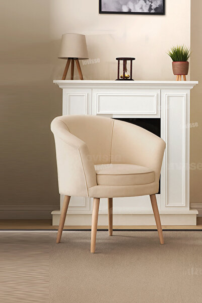 LOVİSSE HOME Bej Milano Berjer Tekli Koltuk, Ofis, Bekleme, Balkon, kuaför, eczane koltuğu