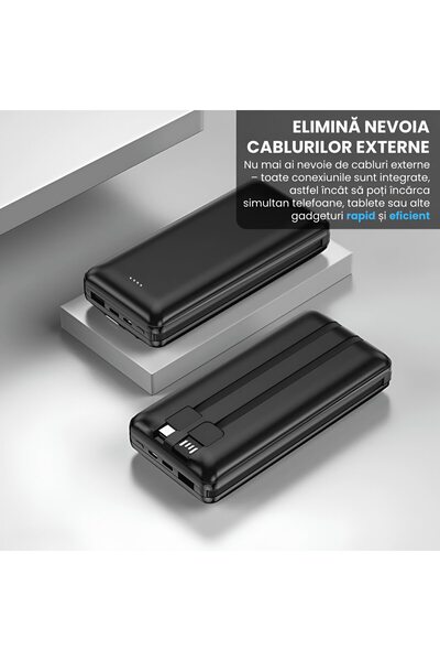 ONSG Shaza Powerbank 20000mAh SG1202, 4in1 Fast Charging, USB-C Lightning MicroUSB, Negru