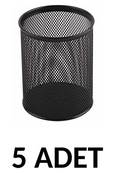 KRAF 5 Pieces Perforated Desktop Metal Pen Holder Black 475g
