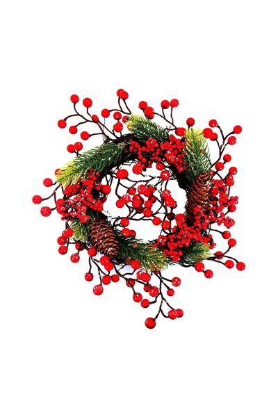 Chomik Χριστουγεννιάτικη διακόσμηση, στεφάνι με κλαδιά και κώνους, 33 εκ.