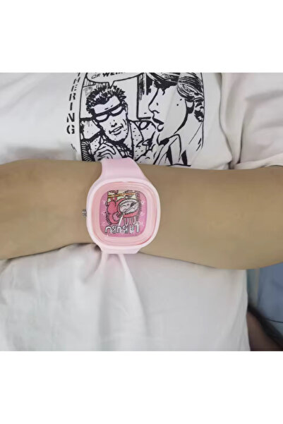 synshop Labubu square silicone strap wrist watch