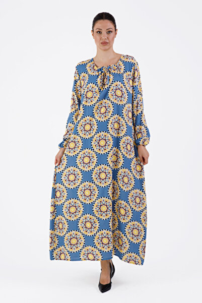 Mihvera Büyük Çiçek Desenli Tesettür Anne Elbisesi
