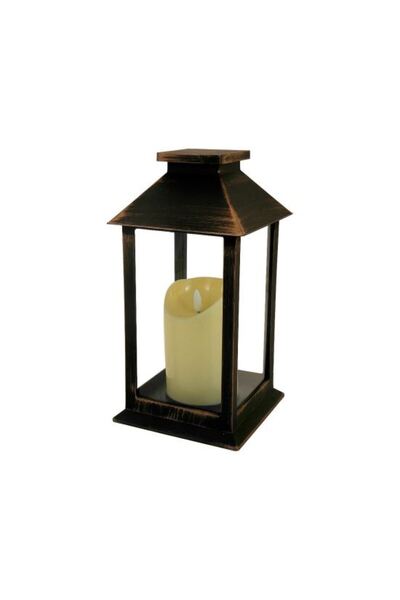 Strend Pro Διακοσμητικό φανάρι, LED, χάλκινο-καφέ, 3xAAA, 14x14x33 εκ.