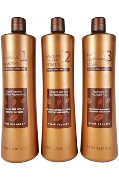 Keratine queen Brazilian Treatment 3-Pack 1L (33.81 Fl OZ) - Keratin Cream for All Hair Types - Shin